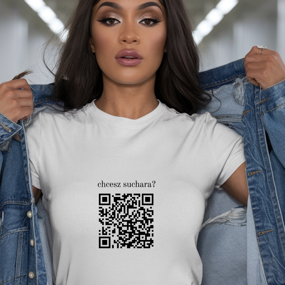 Koszulka z kodem QR SUCHAR, prezent i marketing